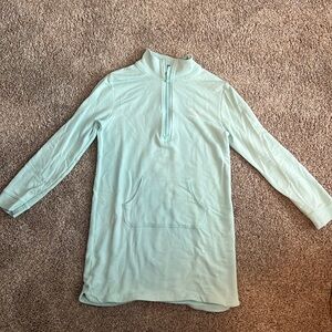 Vineyard Vines long sleeve quarter zip dress in mint green/light blue
